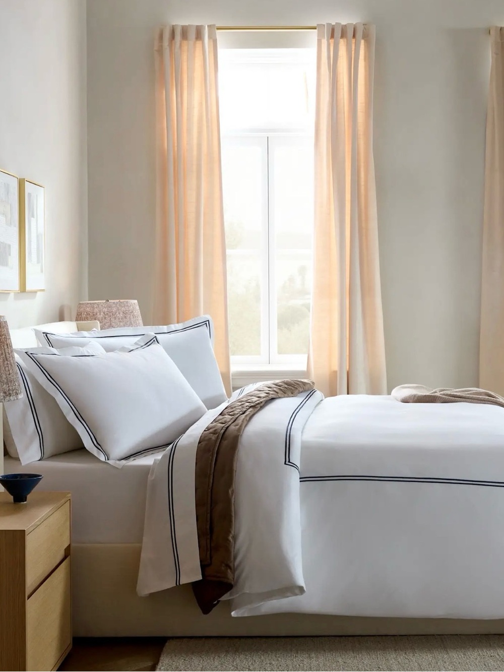 Organic Crisp Percale White Embellished Duvet Cover - Retail $110